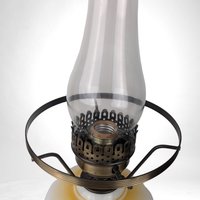 Vintage L&L WMC Floral Hurricane Lamp, 1970s Gone With The Wind Style