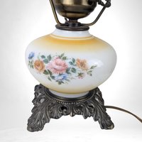 Vintage L&L WMC Floral Hurricane Lamp, 1970s Gone With The Wind Style