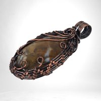 Boho Copper Wire Wrapped Agate Pendant | Earth Tones | 2" Long | Handmade Jewelry | Unique Gift for Women