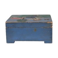 Vintage Handpainted Wooden Box with Playful Boy