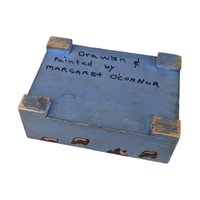 Vintage Handpainted Wooden Box with Playful Boy