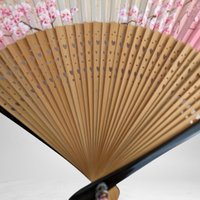 Vintage Wood and Paper Fan with Cherry Blossom Image