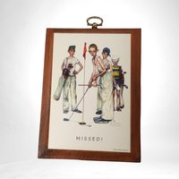 Set of 3 Normal Rockwell Sports Wood Wall Art (7x5")