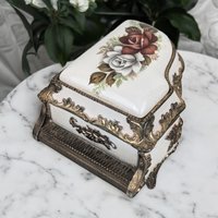 Vintage Metal Piano Music Box | Floral Decor | Plays "The Entertainer" | Collectible Music Box | Gift for Music Lovers