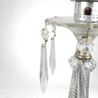 Vintage Pair of Glass Boudoir Lamps with Crystals | Romantic Bedroom Lighting | Bedside Table Lamps