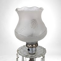 Vintage Pair of Glass Boudoir Lamps with Crystals | Romantic Bedroom Lighting | Bedside Table Lamps