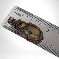Handmade Copper Wire Wrapped Dragon Vein Agate Pendant | Yellow Accent | Unique Gift | Oxidized Copper | Gemstone Pendant