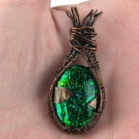 Handmade Copper Wire-Wrapped Imitation Opal Pendant | Unique Artisan Jewelry