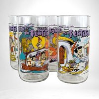 Flintstones Glasses | Set of 4 |  Hardee's 1991 | Fred, Wilma, Barney, Betty