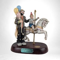 Vintage 1989 Emmett Kelly Jr. "The Merry-Go-Round" Porcelain Figurine - Limited Edition Clown with Child - Circus Collectible