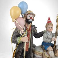 Vintage 1989 Emmett Kelly Jr. "The Merry-Go-Round" Porcelain Figurine - Limited Edition Clown with Child - Circus Collectible