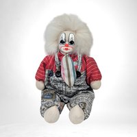 Vintage 1987 Q-Tee Clown Doll with White Hair | Collectible Clown | Retro Toy