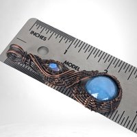 Artisan Copper Wire Wrapped Pendant, Czech Glass Cabochon, Unique Jewelry Gift