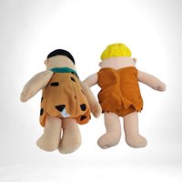 Vintage 1990s Hanna-Barbera The Flintstones Fred & Barney Plush Dolls | 11" Barney, Fred Slightly Smaller | Retro Cartoon Collectibles