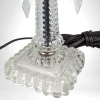 Vintage Pair of Glass Boudoir Lamps with Crystals | Romantic Bedroom Lighting | Bedside Table Lamps