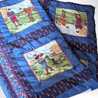 Vintage Handmade Golfing Theme Throw Blanket 68"x44" | Golfer Gift | Sports Decor