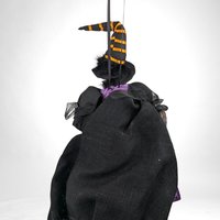 Vintage Witch Doll | Halloween Decor | 26" Hanging Witch | Orange and Black | Dangly Legs