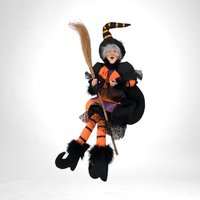 Vintage Witch Doll | Halloween Decor | 26" Hanging Witch | Orange and Black | Dangly Legs