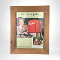 Vintage Coca Cola Ad | Framed 1941 Coke Print |  Wall Decor | Soda Pop Advertising | Retro Kitchen Decor | 16x13"