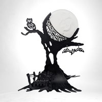 Vintage PartyLite Moon and Tree Halloween Candle Holder |  Halloween Decor |  Spooky Candle Holder | Gothic Home Decor