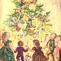 Vintage Wooden Plaque with Christmas Scene | Rustic Holiday Decor | Wall Hanging | 8 1/2" x 6 1/2"