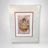 Unframed Ganesha Batik Wall Decor | Hindu Art | 8x10 Mat | Ready to Frame | Excellent Condition