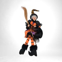 Vintage Witch Doll | Halloween Decor | 26" Hanging Witch | Orange and Black | Dangly Legs