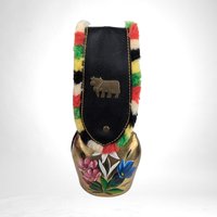 Vintage Hand Painted Swiss Cowbell, 8" Tall, Alpine Decor, Farmhouse Decor,  Gift