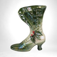 Vintage Iridescent Ceramic Christmas Boot | 7" Tall | Holiday Decor | Collectible | Festive Home Decor | Christmas Gift