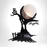 Vintage PartyLite Moon and Tree Halloween Candle Holder |  Halloween Decor |  Spooky Candle Holder | Gothic Home Decor