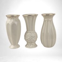 Vintage Lenox Bud Vases | Set of 3 | Classic Ivory with Gold Trim | Floral Porcelain Vases | Home Decor