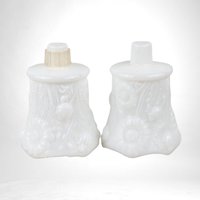 Vintage White Milk Glass Peg Votive Candle Holders | Floral Design | Set of 2 | Cottagecore Decor | Romantic Ambiance