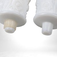 Vintage White Milk Glass Peg Votive Candle Holders | Floral Design | Set of 2 | Cottagecore Decor | Romantic Ambiance