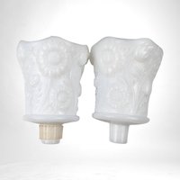 Vintage White Milk Glass Peg Votive Candle Holders | Floral Design | Set of 2 | Cottagecore Decor | Romantic Ambiance