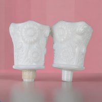 Vintage White Milk Glass Peg Votive Candle Holders | Floral Design | Set of 2 | Cottagecore Decor | Romantic Ambiance