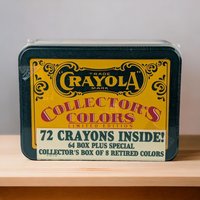 Vintage 1991 Crayola Collector's Colors Tin, 72 Crayons, Limited Edition,  Barney & Smith,  New in Package,  Retro Crayons