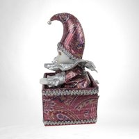 Whimsical Vintage Jester Music Box, Porcelain Face & Hands, 9" Tall, Animated