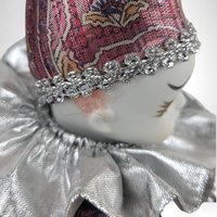 Whimsical Vintage Jester Music Box, Porcelain Face & Hands, 9" Tall, Animated