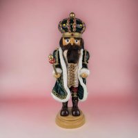 Vintage Wooden Nutcracker Music Box |  16.5" King with Scepter |  Plays Unknown Tune |  Christmas Decor | Holiday Gift