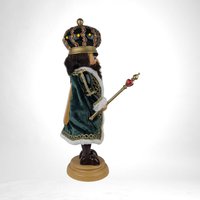 Vintage Wooden Nutcracker Music Box |  16.5" King with Scepter |  Plays Unknown Tune |  Christmas Decor | Holiday Gift