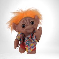 Vintage 1977 Thomas Damm Troll Doll in Hawaiian Shirt - Collectible Toy Figure