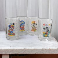 Disney Magic Kingdom Glasses | Set of 4 | Mickey Mouse | 2000 Millennium | Collectible Disneyana