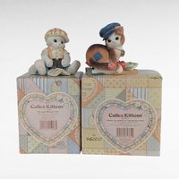 Pair of Enesco Calico Kittens Figurines | Priscilla Hillman | "Thanks for Guiding Us" & "I'm Lost Without You" | With Boxes