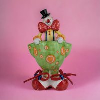Ceramic Clowning Around Bank | Vintage Clown Bank | Quirky Decor | Showroom Sample | Gift for Collector
