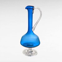 Vintage Mid-Century Modern Blue Glass Decanter | Hand Blown Art Glass | 11 Inch | Barware