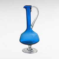 Vintage Mid-Century Modern Blue Glass Decanter | Hand Blown Art Glass | 11 Inch | Barware