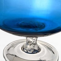 Vintage Mid-Century Modern Blue Glass Decanter | Hand Blown Art Glass | 11 Inch | Barware