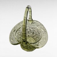 Fenton Colonial Green Daisy & Button Basket | Vintage Glass Basket | Top Hat Basket | Candy Dish | 1960s