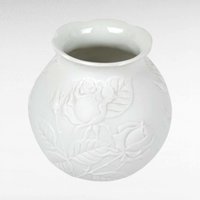 Vintage Kaiser White Bisque Vase with Embossed Roses, 1980s Porcelain Flower Vase, Home Decor, Wedding Gift, 5.5 inches
