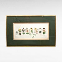 Original 1997 Judy Hagstrom Framed "I Did It My Way"  Hand-Painted Watercolor, Whimsical Children's Art, Bathroom Humor, 15.5 x 10.25 Inches